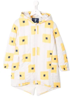 geometric print padded coat