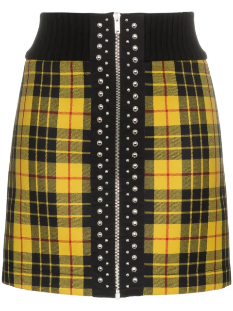 PALM ANGELS PALM ANGELS HIGH WAIST TARTAN WOOL MINI SKIRT - YELLOW