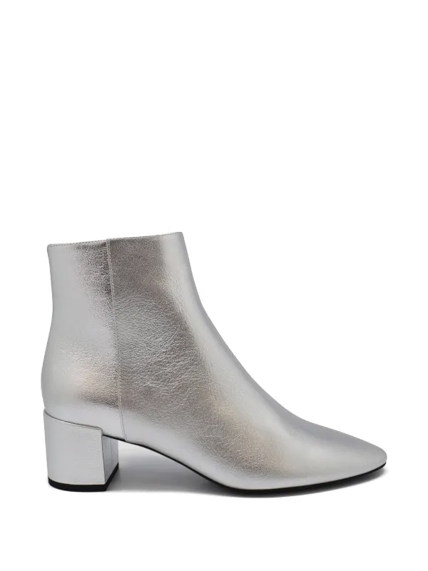 Saint Laurent Loulou Ankle Boots in Silver