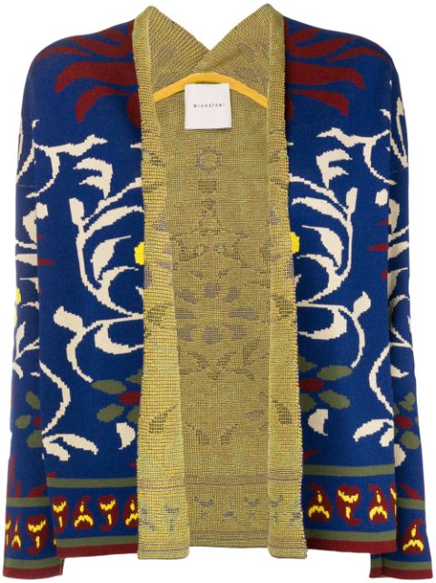 MIAHATAMI MIAHATAMI FLORAL EMBROIDERED CARDIGAN - BLUE