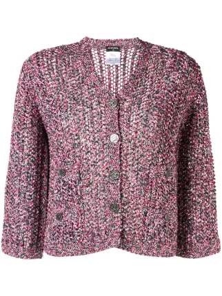 chanel purple cardigan