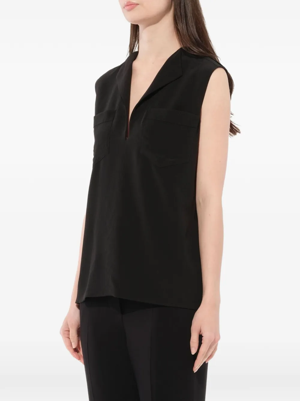  Givenchy ärmelloses Seidentop   Schwarz 