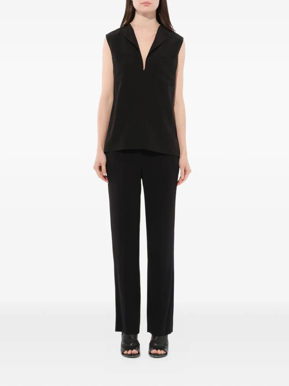  Givenchy ärmelloses Seidentop   Schwarz 