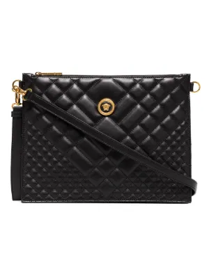 Versace Purses Luxe Handbags 2018 Farfetch Black Medusa Quilted Leather Clutch Bag