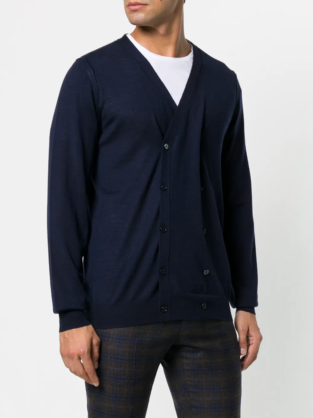 Paolo Pecora vest met dubbele rij knopen en V-hals Blauw