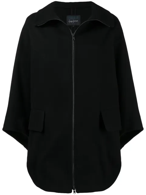 YOHJI YAMAMOTO YOHJI YAMAMOTO CROPPED SLEEVE ZIP COAT - BLACK