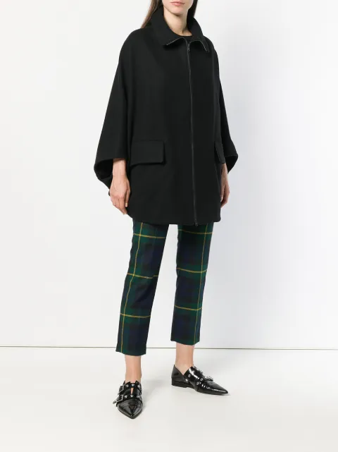 YOHJI YAMAMOTO YOHJI YAMAMOTO CROPPED SLEEVE ZIP COAT - BLACK