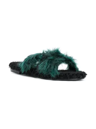 faux fur crossover sandals展示图