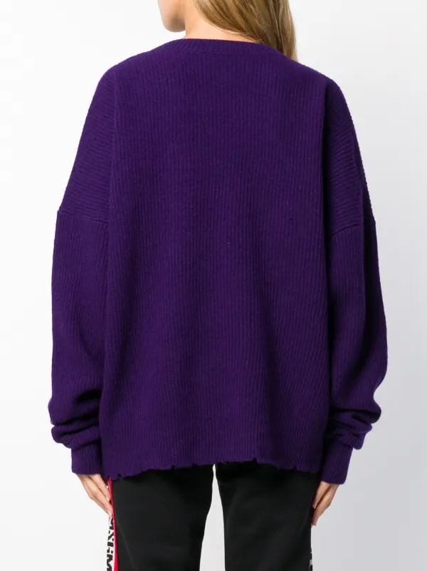 UNRAVEL PROJECT Oversized Distressed crew-neck Sweater | Purple