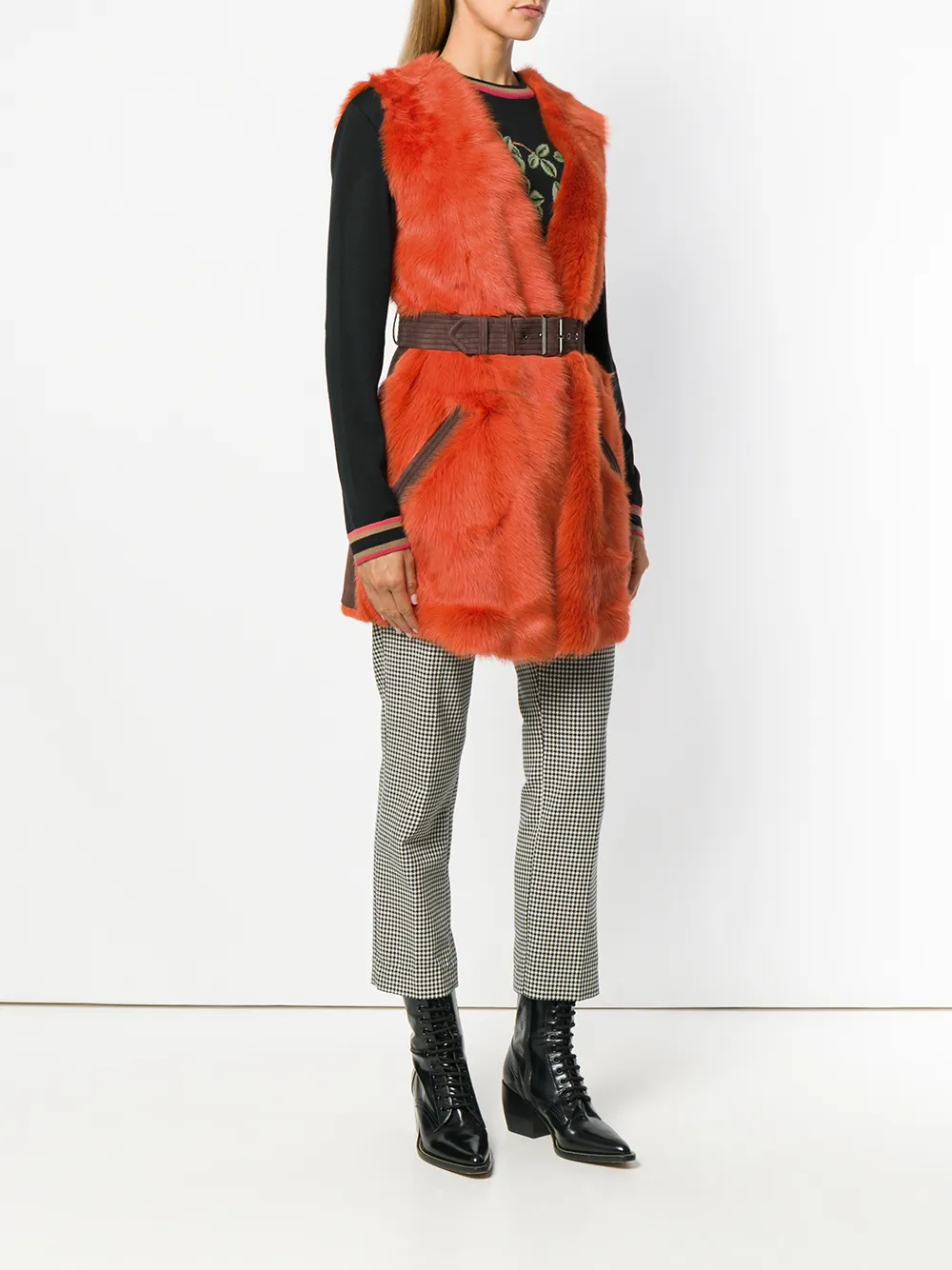 Alberta Ferretti mouwloze gilet met riem Oranje