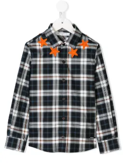 star patches plaid shirt