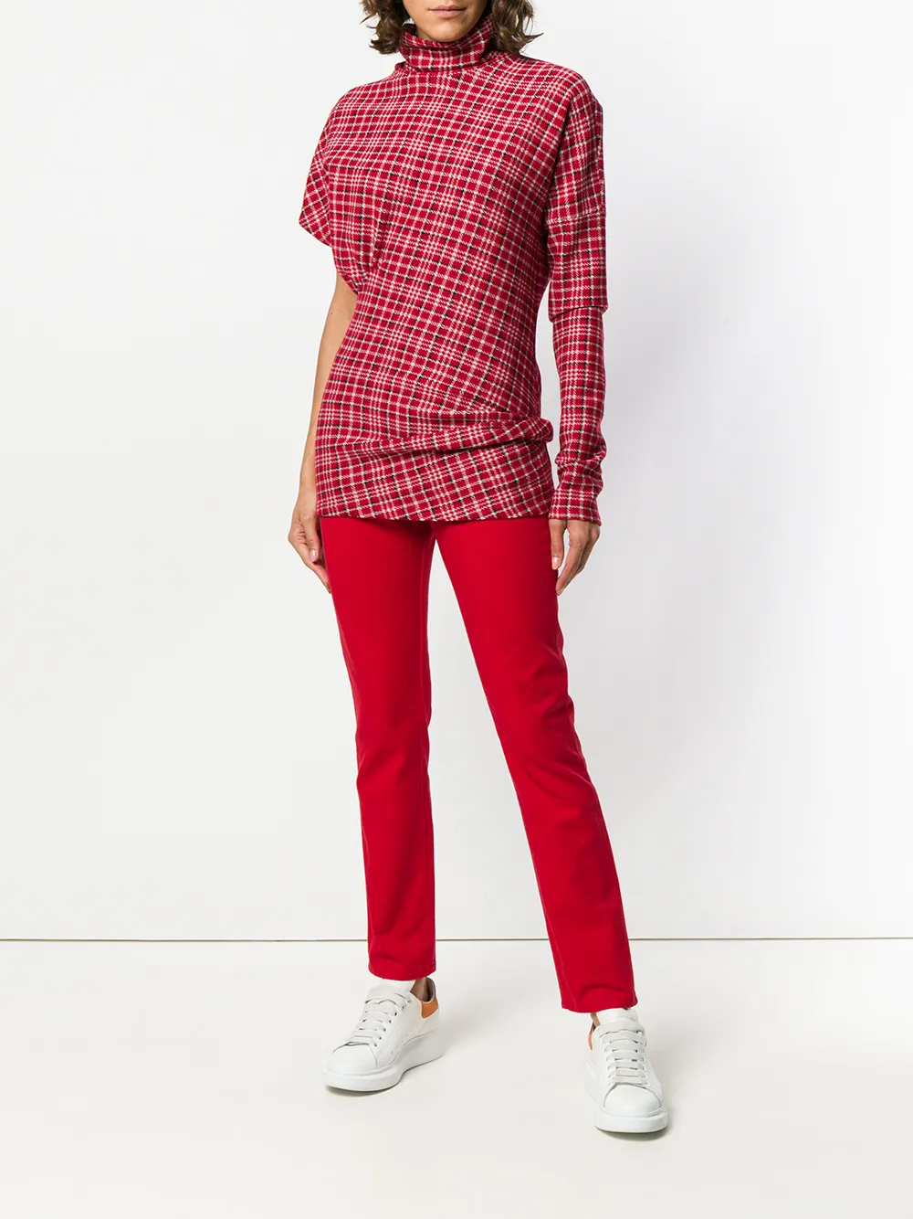 MSGM slim-fit-jeans met logo-print - Rood