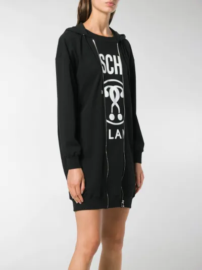 Moschino logo print hoodie dress black 