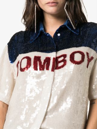 Tomboy sequinned button-down shirt展示图