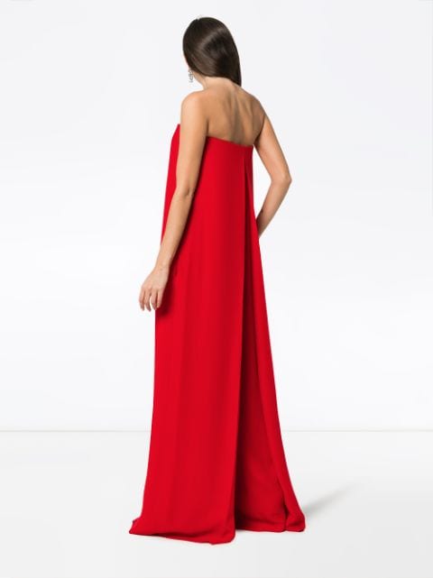 valentino strapless wide leg silk stretch jumpsuit