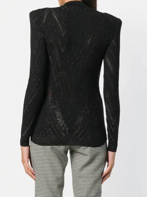 balmain black and white sweater
