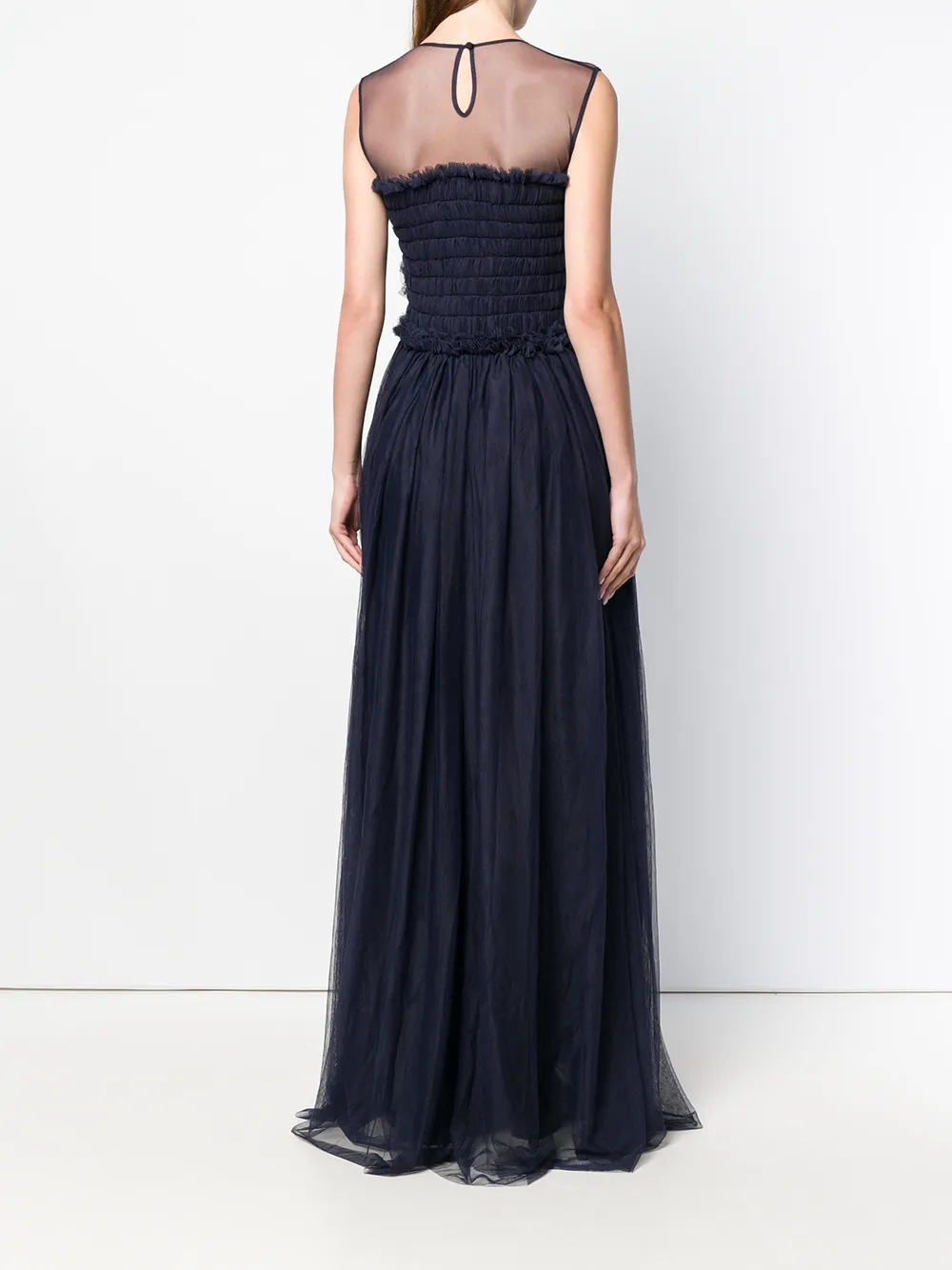 P.A.R.O.S.H. sleeveless flared maxi dress Blauw