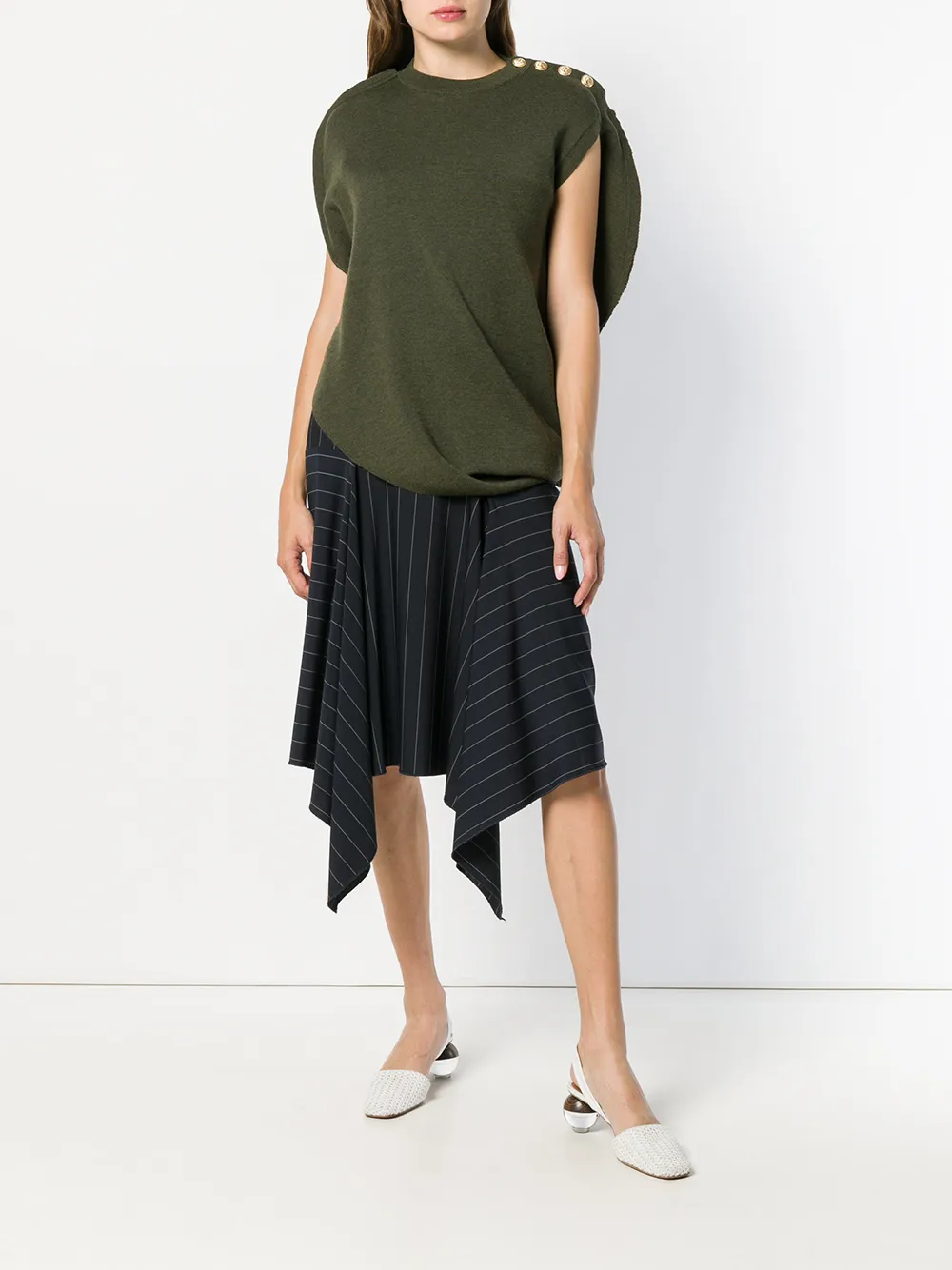 JW Anderson asymmetrische gebreide top Groen