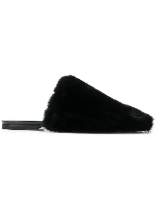 faux fur slip on mules