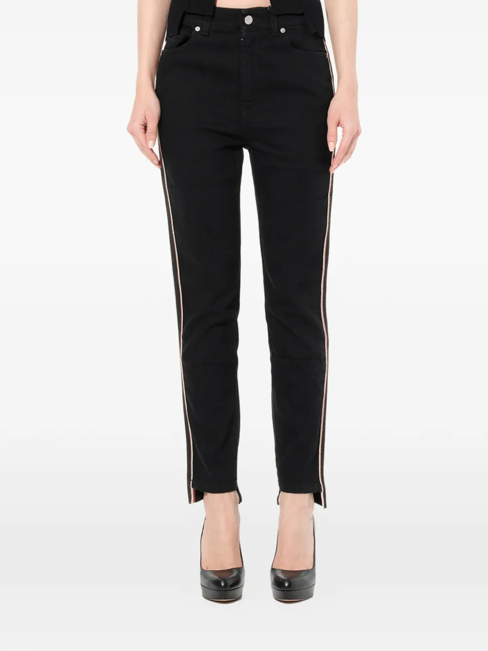 Alexander McQueen Cropped-Jeans mit Querstreifen - Schwarz