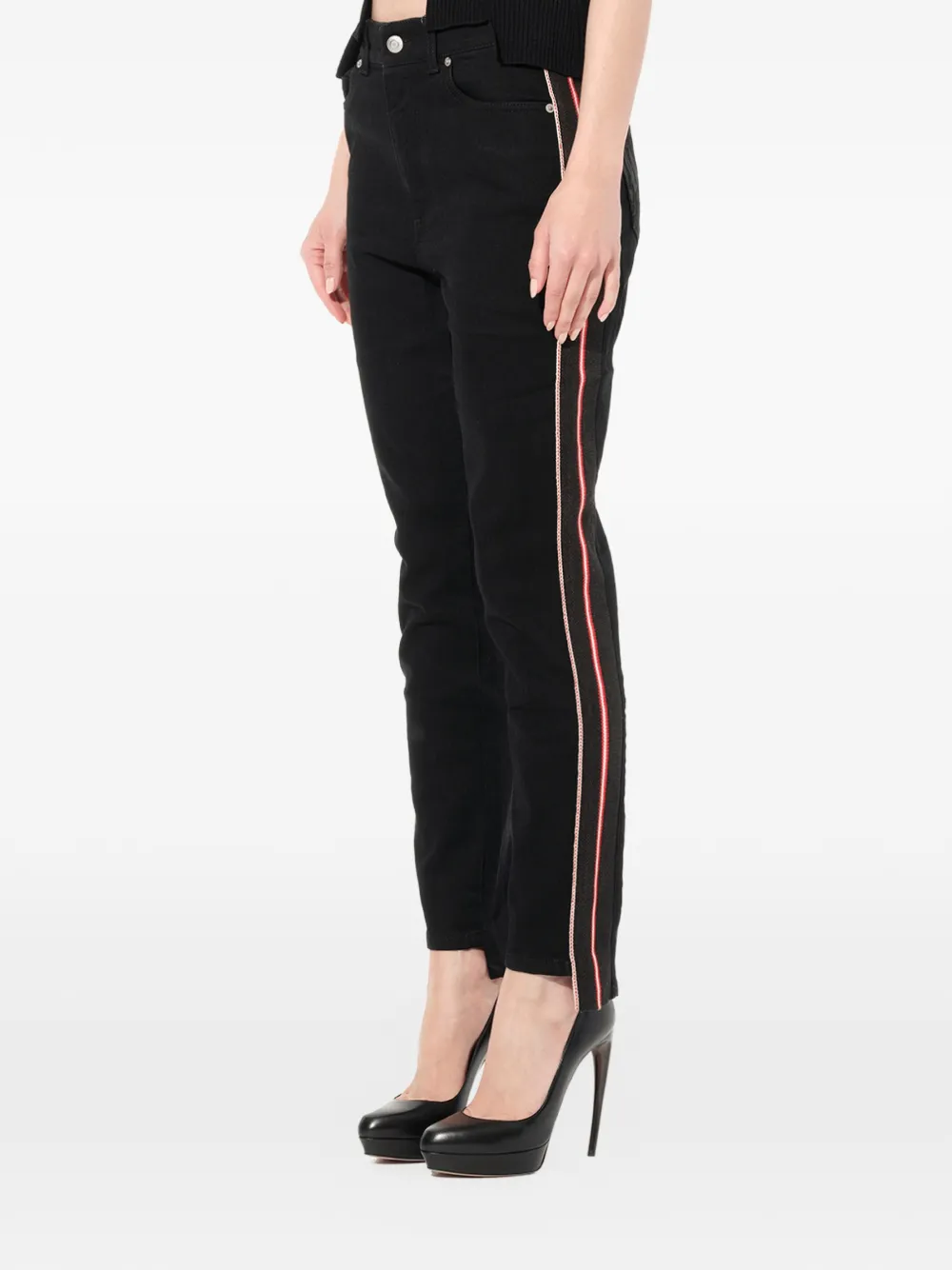  Alexander Mcqueen Cropped Jeans Mit Querstreifen   Schwarz 