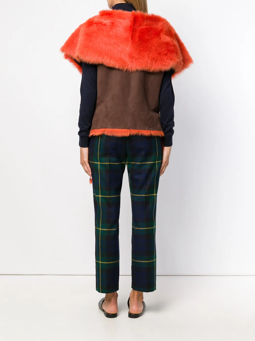 Alberta Ferretti mouwloos oversized kraagjack Bruin