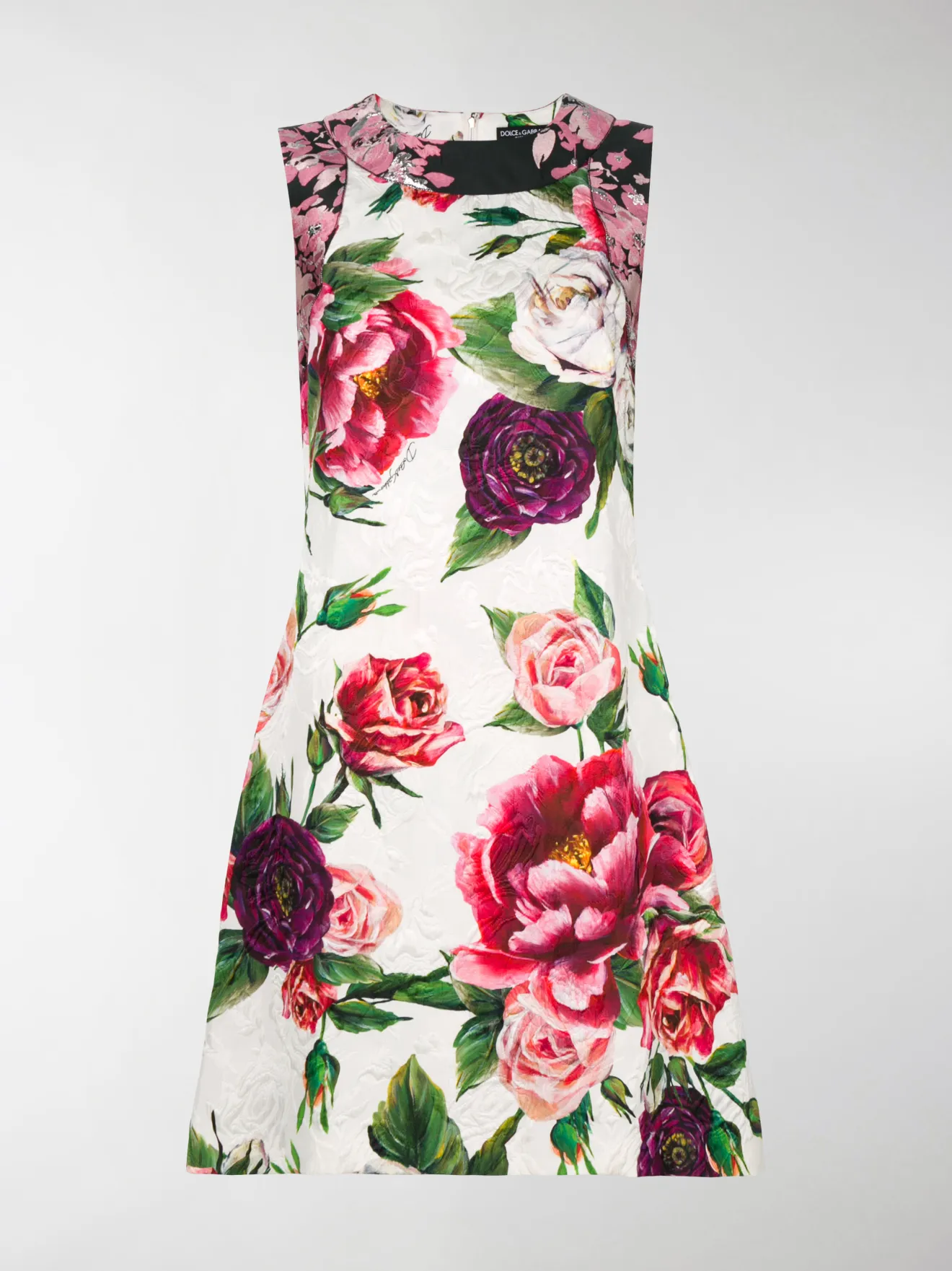 Dolce & Gabbana peony-print dress white | MODES