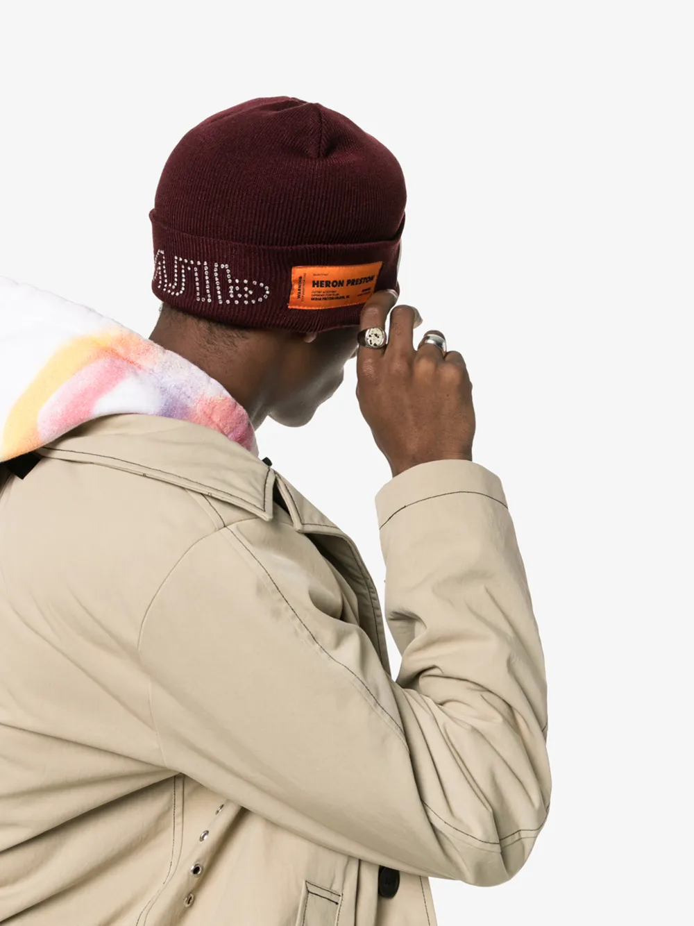  Heron Preston Heron Preston X Carhartt Beanie Mit Logo   Rot 