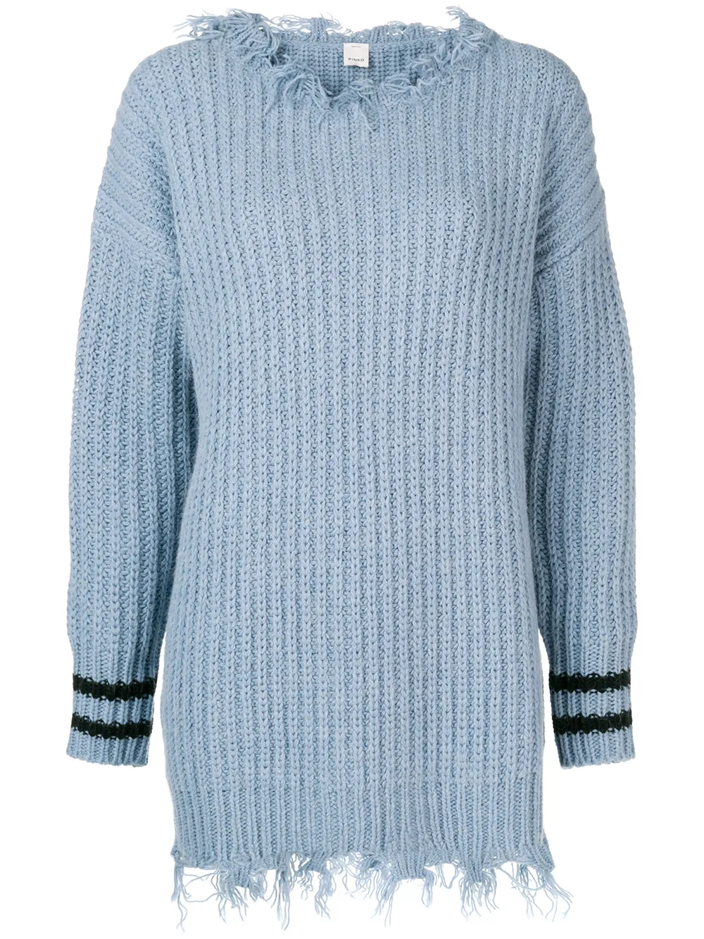 PINKO frayed hem knitted dress - Blue