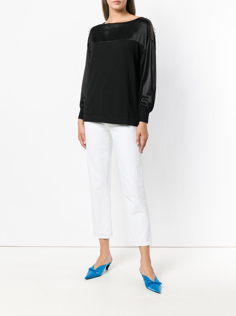 Alberta Ferretti sweater met kant - Zwart