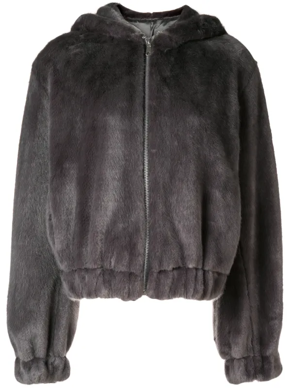 helmut lang hooded mink bomber