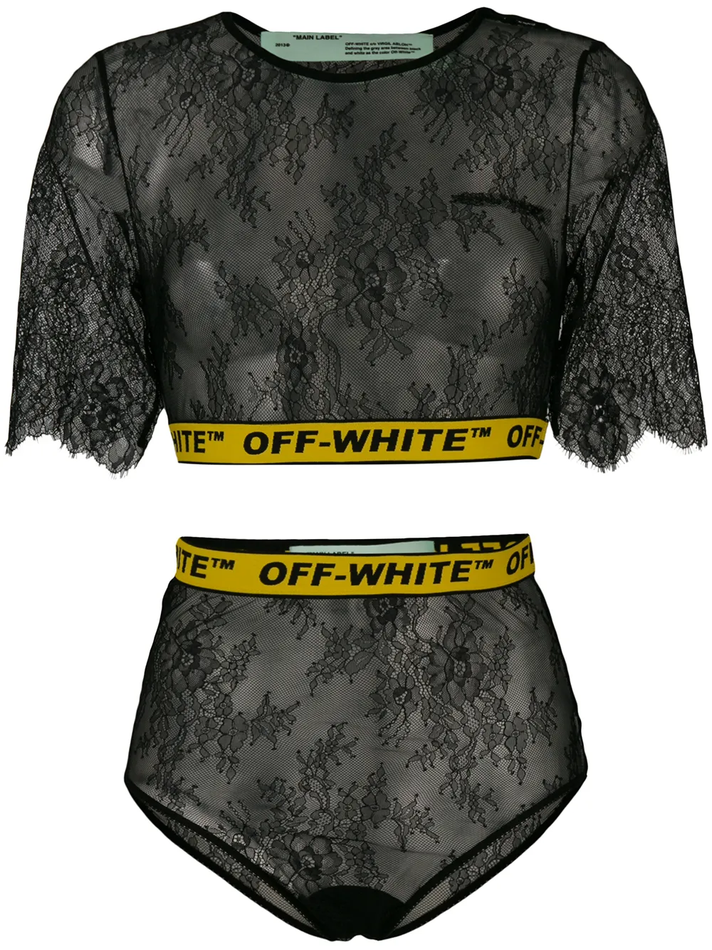Off-White Zweiteiliges Dessous-Set - Schwarz