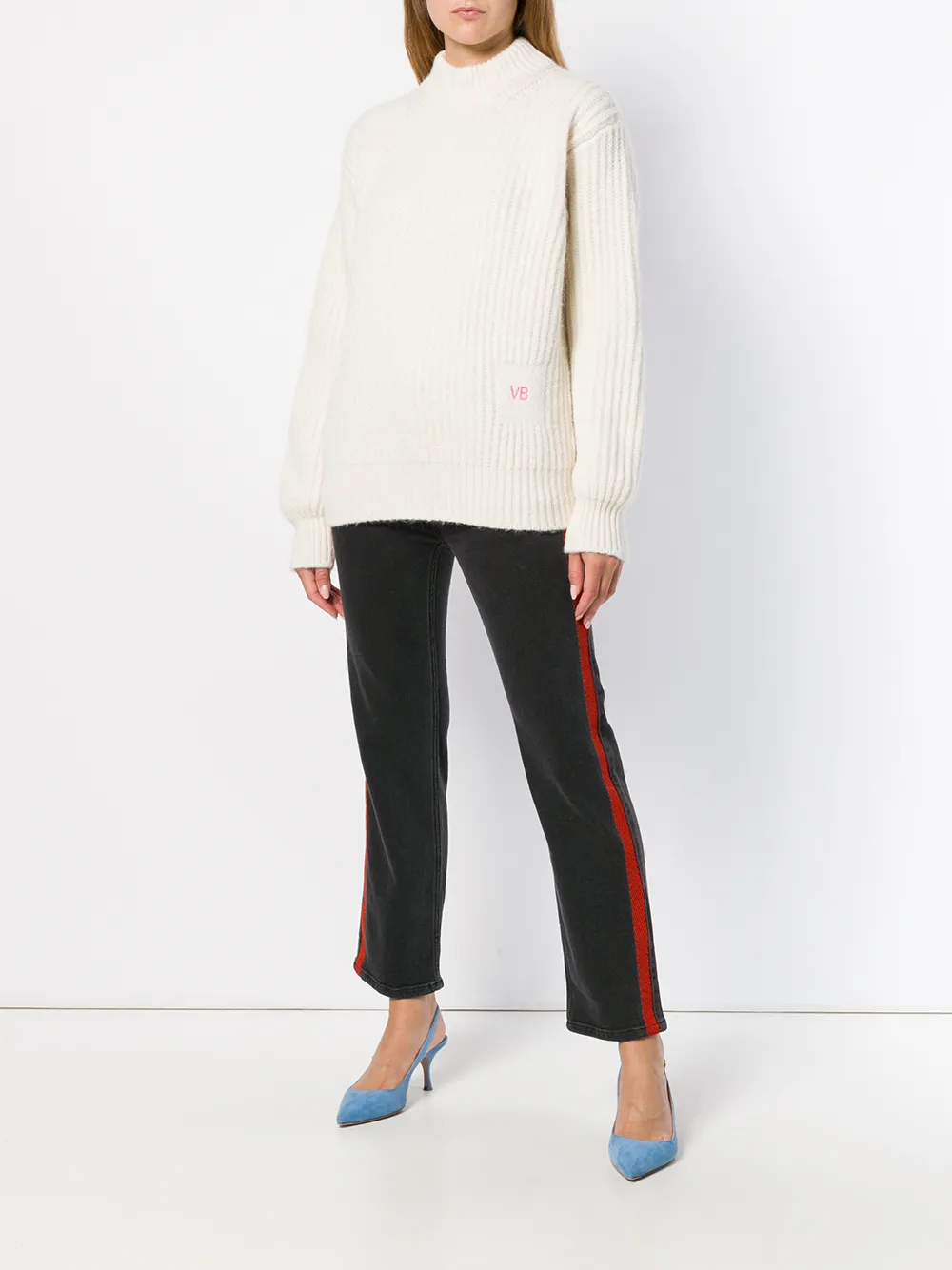 Victoria Beckham side stripe jeans 497 ASH BLUE