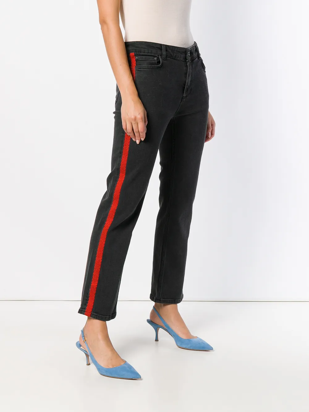 Victoria Beckham side stripe jeans 497 ASH BLUE