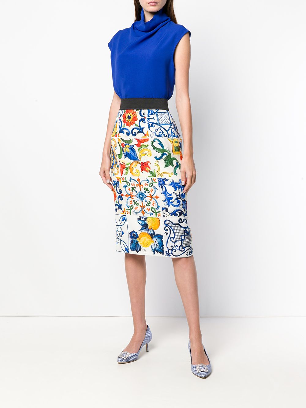 фото Dolce & gabbana majolica print pencil skirt