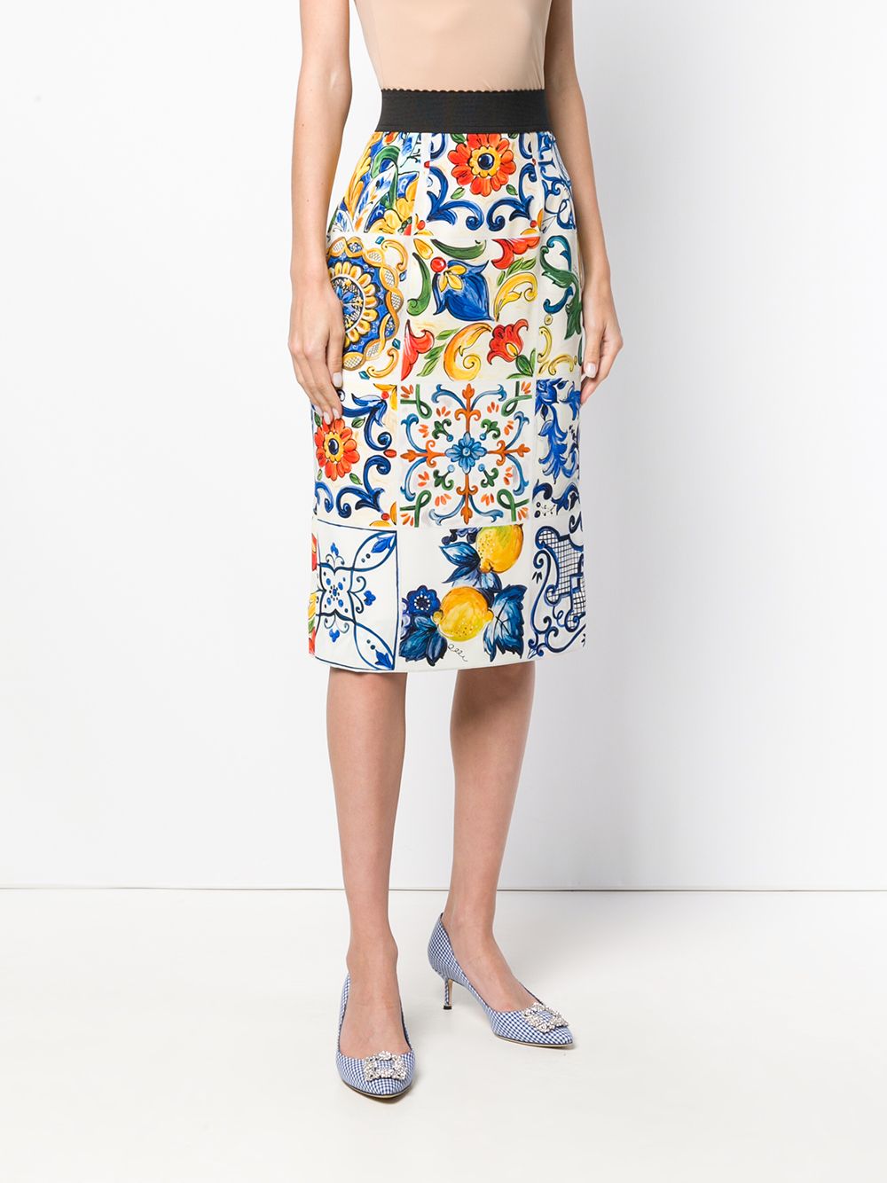 фото Dolce & gabbana majolica print pencil skirt