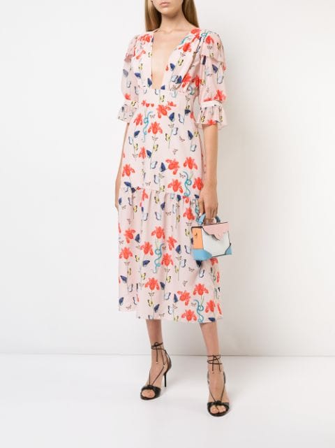 Shop multicolour Borgo De Nor floral print flared dress with Express ...