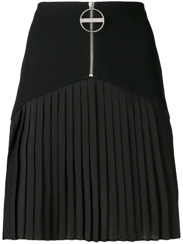 black pleated skirt with zip