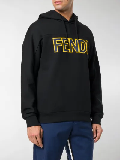 Fendi logo patch hoodie black | MODES