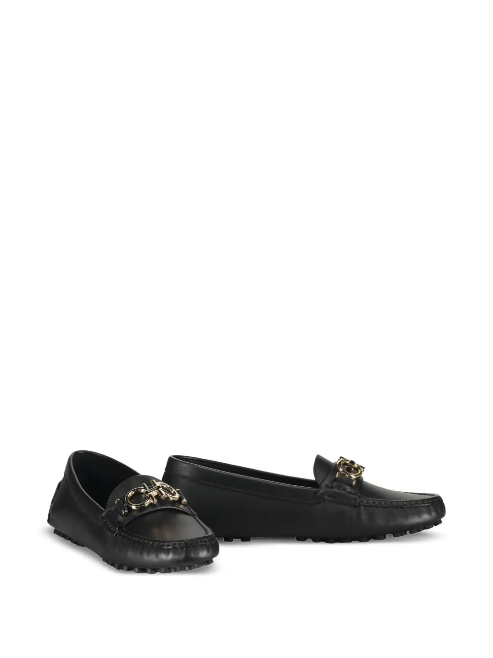 Ferragamo Loafers met logoplakkaat - Zwart