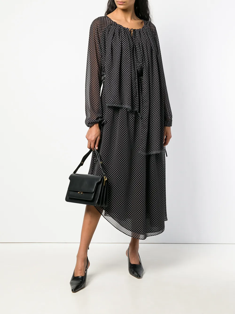 LOEWE sheer polka dot dress Zwart