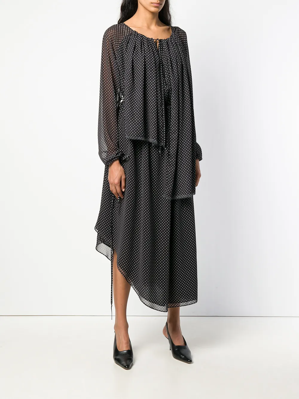 LOEWE sheer polka dot dress Zwart