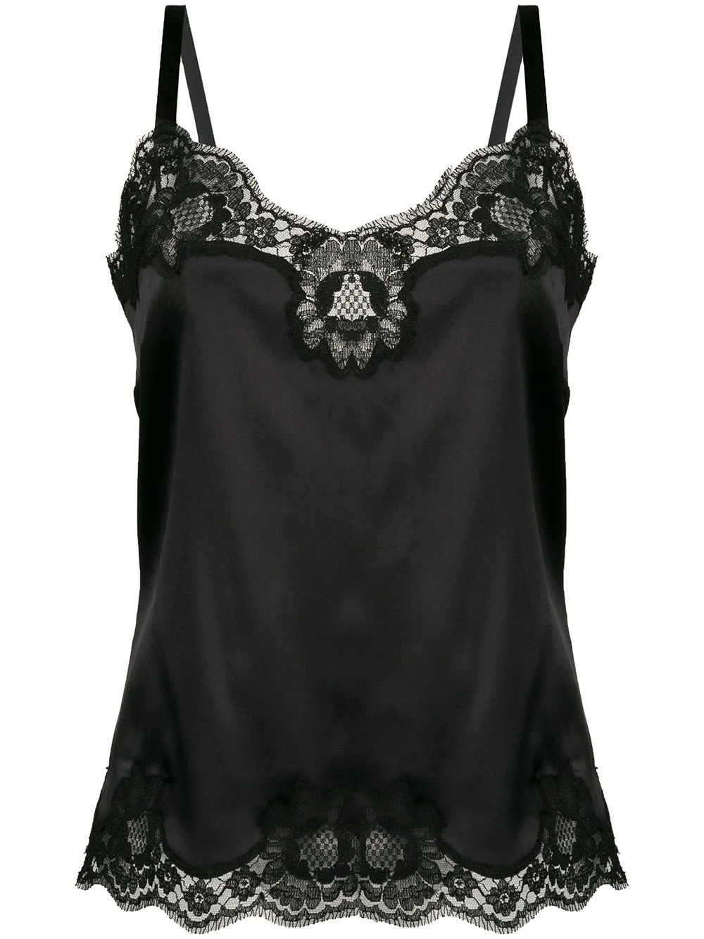 Dolce & Gabbana Lace-detailing Knitted Camisole In Black