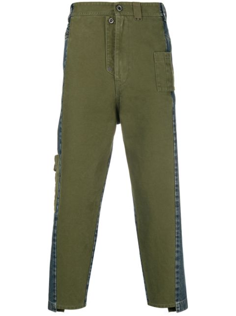 DIESEL BLACK GOLD DIESEL BLACK GOLD TWO SIDED CROPPED JEANS - GREEN