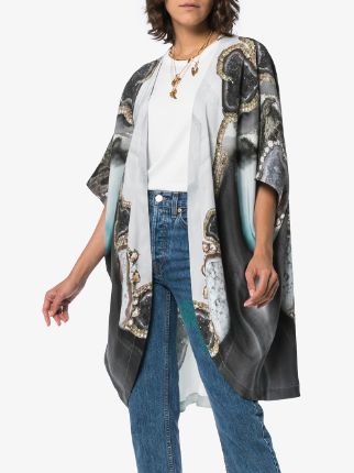 jewelled serpent print silk kimono robe展示图