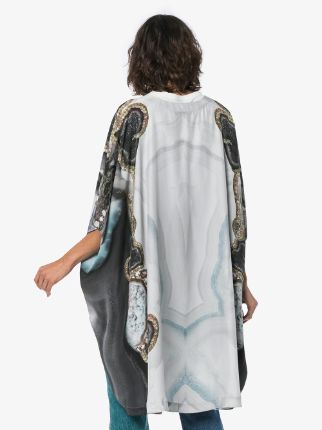 jewelled serpent print silk kimono robe展示图