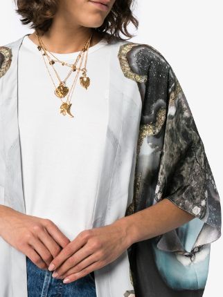 jewelled serpent print silk kimono robe展示图