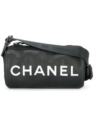 [Used] CHANEL Sports Line Coco Mark Messenger Rubber Shoulder Bag Black  Vintage A46093