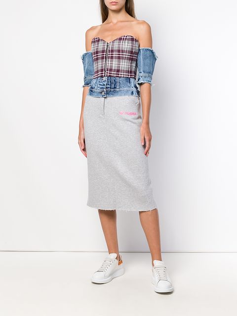 NATASHA ZINKO NATASHA ZINKO BUTTON JERSEY SKIRT - GREY