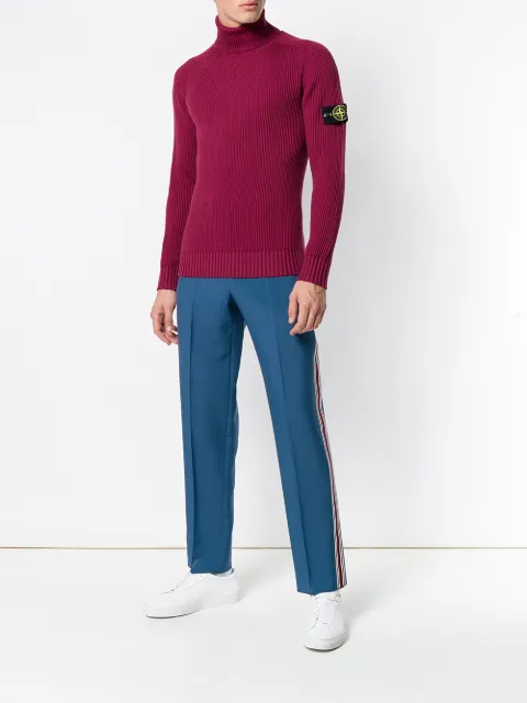 stone island ribbed roll neck jumper